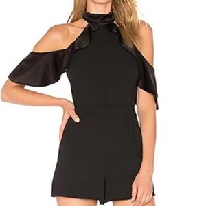 NWT Alice + Olivia Romper Black Evening Satin Crepe 2
